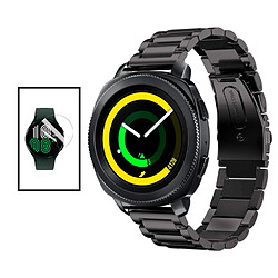 PHONECARE Kit Bracelet Acier Stainless Lux + Outil + Film de Gel Full Cover pour Huawei Watch GT Runner - Noir / Transparent