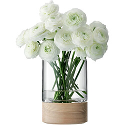 LSA International 18 cm Lotta Vase/Lanterne et Base en frêne, Transparent