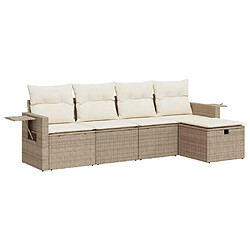 vidaXL Salon de jardin avec coussins 5 pcs beige résine tressée