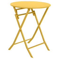 Hesperide Table de jardin pliante ronde Greensboro - 2 Places - Jaune moutarde