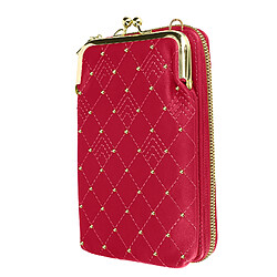 Avizar Pochette Bandoulière Smartphone Studs dorés et Surpiqure design losange Rose