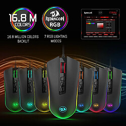 Souris Gamer Redragon COBRA (M711) 7 boutons, 5000 DPI, optique, filaire USB, rétroéclairage LED RVB couleurs suivant DPI pas cher