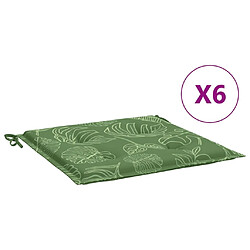 vidaXL Coussins de chaise lot de 6 motif de feuilles 40x40x3 cm tissu