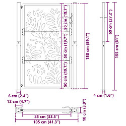 vidaXL Porte de jardin acier résistant aux intempéries design vagues pas cher