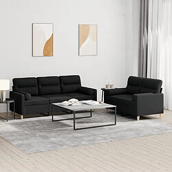 Maison Chic Ensemble de canapés 2 pcs avec coussins, Canapé droit Sofa pour Salon noir tissu -GKD867150