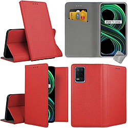 Htdmobiles Housse etui portefeuille avec coque intérieure en silicone pour Realme 8 5G + film ecran - ROUGE MAGNET