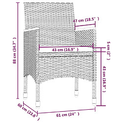 Acheter vidaXL Ensemble à manger d'extérieur 7 pcs et coussins Résine tressée