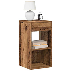 vidaXL Table de chevet avec tiroir vieux bois 35x34x66,5 cm