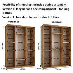 Abiks Meble Armoire DAVOS 5 À Portes Coulissantes 235,2/180/45 3 Portes pas cher