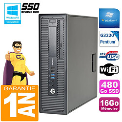 PC HP EliteDesk 800 G1 SFF Intel G3220 16Go Disque 480Go SSD Graveur DVD Wifi W7 - Occasion