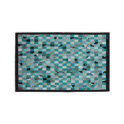 Acheter Beliani Tapis en cuir bleu turquoise et gris 140 x 200 cm NIKFER