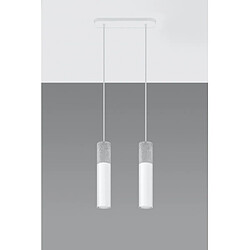 Luminaire Center Suspension Borgio Acier,béton blanc gris 2 ampoules 90cm