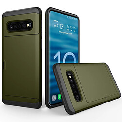 Wewoo Coque Renforcée Housse de protection blindée antichoc pour Galaxy S10 + avec fente carte vert armée