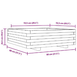 vidaXL Jardinière 80x80x26,5 cm bois de pin massif pas cher