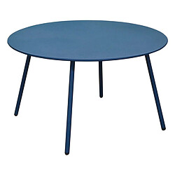 ALIZÉ Table basse jardin ronde en acier Rio 70 cm bleu.