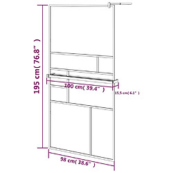 vidaXL Paroi de douche avec étagère Noir 100x195cm Verre ESG&Aluminium pas cher