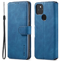 Etui en PU DG.MING style rétro, fermoir magnétique avec support pliable, bleu pour votre Google Pixel 5a 5G