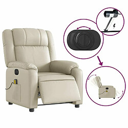 Maison Chic Fauteuil Relax pour salon, Fauteuil de massage inclinable électrique crème similicuir -GKD78430 pas cher