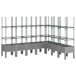 vidaXL Jardinière avec treillis gris clair 200x160x142,5 cm PP