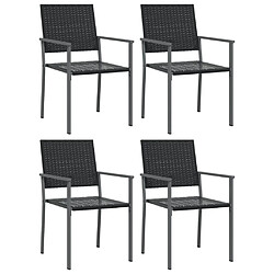 vidaXL Chaises de jardin lot de 4 noir 54x62,5x89 cm résine tressée