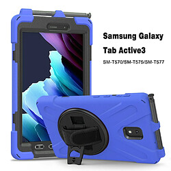 Coque en TPU + Silicone avec béquille pivotante à 360° et fente pour stylo bleu pour votre Samsung Galaxy Tab Active 3 T570/T575/T575N/T577