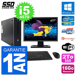 PC HP ProDesk 600 G1 SFF Ecran 27" Core i5-4570 RAM 16Go SSD 2To Windows 10 Wifi - Occasion