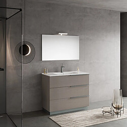 Kiamami Valentina MEUBLE DE SALLE DE BAIN SUR PIED 100CM GRIS AVEC LAVABO, MIROIR 100X60 | NEW YORK