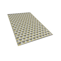 Beliani Tapis extérieur au motif triangles gris et jaunes 120 x 180 cm HISAR