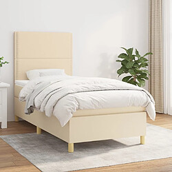 Maison Chic Structures de lit + matelas,Lit à sommier tapissier avec matelas Crème 90x200 cm Tissu -MN28547