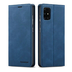 Etui en PU toucher soyeux avec support bleu pour votre Samsung Galaxy A71