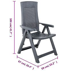 vidaXL Chaises inclinables de jardin lot de 2 Plastique Anthracite pas cher