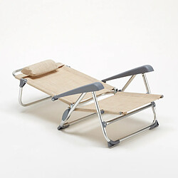 Beach And Garden Design Chaise transat de plage pliante avec accoudoirs mer aluminium Gargano, Couleur: Beige pas cher