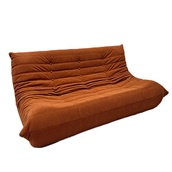 SoftEva Canapé trois places - Orange Marron - pas d'assemblage, mousse double confort, support ergonomique, intérieur en tissu doux au toucher