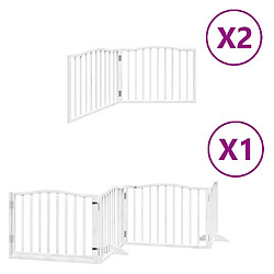 vidaXL Barrière pour chien porte pliable 8panneaux blanc bois peuplier