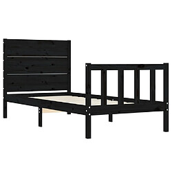 Maison Chic Lit adulte - Cadre Structure de lit avec tête de lit Contemporain noir simple bois massif -MN53150 pas cher