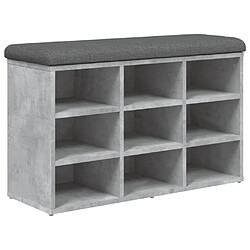 Decoshop26 Banc de rangement à chaussures gris béton 82 x 32 x 50 cm bois d'ingénierie gris DEC024906