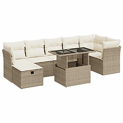 vidaXL Salon de jardin avec coussins 8 pcs beige résine tressée