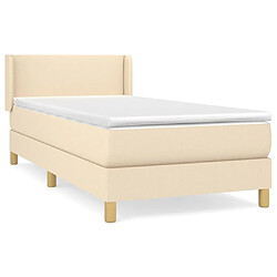 vidaXL Sommier à lattes de lit avec matelas Crème 100x200 cm Tissu