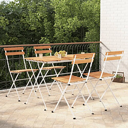 Maison Chic Table de bistro pliable et chaises d'extérieur 5 pcs,Ensemble de bistro de jardin pour relax Bois d'acacia solide et acier -GKD348498