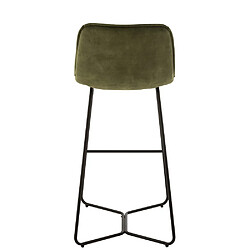 Acheter Inside 75 Chaise de bar RATRI velours vert olive, pieds métal noir