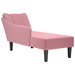 vidaXL Fauteuil long avec accoudoir droit rose velours