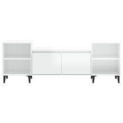 Maison Chic Meuble TV scandinave - Banc TV pour salon Blanc brillant 160x35x55 cm Bois d'ingénierie -MN99659 pas cher