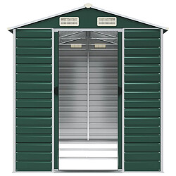 Acheter Helloshop26 Abri de jardin cabane cabanon maison de stockage remise extérieur hangar outils robuste 191 x 300 x 198 cm acier galvanisé vert 02_0022349