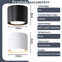 NETTLIFE Plafonnier Spot LED Noir : Plafond rond en saillie, alum. 230V, ampoule GX53 5W 3000K, pour chambre, couloir pas cher