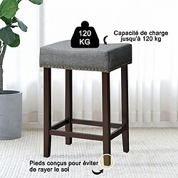 Helloshop26 Lot de 2 tabourets de bar et cusine hauteur 61 cm avec assise rembourrée en eponge comfort de style rétro pour bistro gris 20_0005853