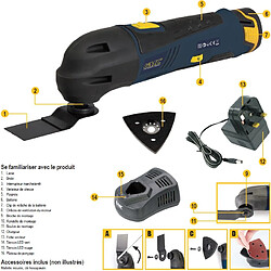 Acheter Outil oscillant multifonction et Perceuse à percussion Visseuse Sans fil 12 V GMC 2 Batteries 1,5 Ah