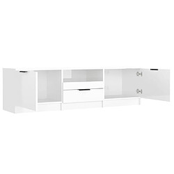 Maison Chic Meuble TV scandinave - Banc TV pour salon Blanc brillant 140x35x40 cm Bois d'ingénierie -MN82682 pas cher