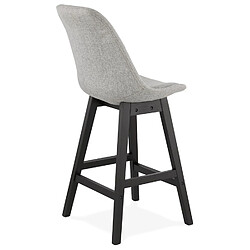 Acheter Alterego Tabouret snack mi-hauteur 'TERESA MINI' design en tissu gris et pied en bois noir