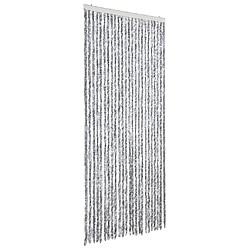 vidaXL Rideau anti-mouches blanc et gris 100x200 cm chenille