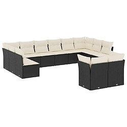 Maison Chic Salon de jardin 12 pcs avec coussins | Ensemble de Table et chaises | Mobilier d'Extérieur noir résine tressée -GKD58568